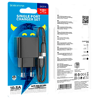 Сетевое З/У Borofone BAS11A 1USB 2.1A 10.5W с кабелем Type-C черный (1/54/216) 