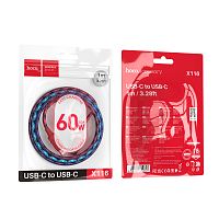 Кабель HOCO X116 Type-C (m)-Type-C (m) 1м 3.0A 60W нейлон красный (1/68/680)