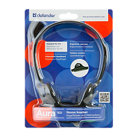 Наушники накладные Defender 102 Aura с микр. черный (1/50)