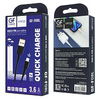 Кабель GFPower F08L USB (m)-Lightning (m) 1м 3.6A ПВХ черный (1/120/480)
