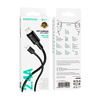Кабель Borofone BX111 USB (m)-Lightning (m) 1м 2.4A ПВХ черный