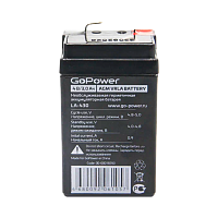 Аккумулятор свинцово-кислотный GoPower LA-430 4V 3Ah клеммы T0 (1/20)
