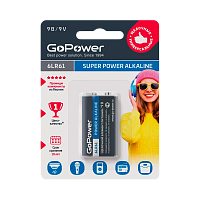 Батарейка GoPower Крона 6LR61 BL1 Alkaline 9V (1/10/240)