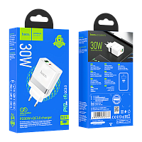 Сетевое З/У HOCO N21 1USB/Type-C 3.0A 30W PD3.0 белый (1/12/120) 
