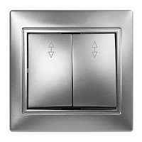 Выключатель Smartbuy проходной 2-клавишный 10А серебро "Венера"