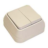 Выключатель Makel Siva Ustu 2-клав.10A пластик накладной кремовый 45203 (1/10)