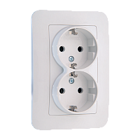 Розетка Makel Lillium Natural 2гн. 16A С/З белый 55082 (1/12)