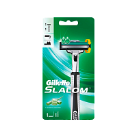 Бритва Gillette "Slalom Plus (Vector+)" 2 лезвия 1 кассета RUS (1/6)
