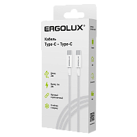 Кабель Ergolux ELX-CDC13 Type-C (m)-Type-C (m) 2м 3.0A белый (1/10/240)