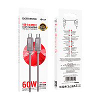 Кабель Borofone BX109 Type-C (m)-Type-C (m) 1м 3.0A 60W ПВХ серый