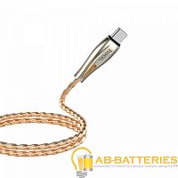 Кабель HOCO U56 USB (m)-Type-C (m) 1.2м 2.4A металл золотой (1/28/168)  | Ab-Batteries | Элементы питания и аксессуары для сотовых оптом
