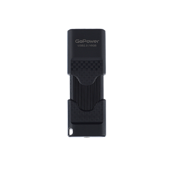 Флеш-накопитель GoPower SLIDER 16GB USB2.0 пластик черный матовый (1/50/1000)