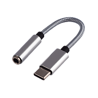 Переходник AUX GoPower Jack 3.5mm (f)-Type-C (m) 0.1м с ЦАП Premium Zip-Lock c подвесом белый (1/250