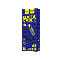 Кабель HOCO U58 USB (m)-Lightning (m) 1.2м 2.4A TPE черный (1/30/300)