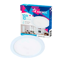 Светодиодная панель, круглая, цвет белый, КОСМОС DownL 18W, 180-265В, 4000K (KDownL18W4000K)