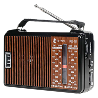 Радиоприемник DEESPI RE-18/608 пластик AM/FM/SW/AUX коричневый (1/40) 