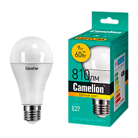Лампа светодиодная Camelion A60 E27 9W 3000К 175-260V груша матовая (1/10/50)