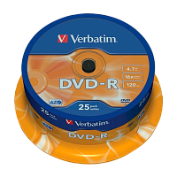 Диск DVD-R Verbatim 4.7GB 16x 25шт. cake box (25/200) 
