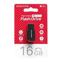 Флеш-накопитель Borofone Generous BUD2 16GB USB2.0 пластик черный (1/35/280) 
