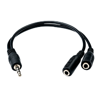 Кабель AUX Atcom Jack 3.5mm (m)-2xJack 3.5mm (f) 0.1м силикон черный (1/500)