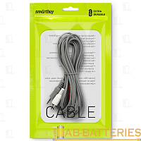 Кабель AUX Smartbuy KA-315 Jack 3.5mm (m)-2xRCA (m) 5м силикон серый (1/30)