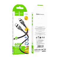Кабель HOCO X109 Type-C (m)-Type-C (m) 1м 3.0A 60W силикон черный (1/31/310)