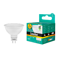 Лампа светодиодная Camelion MR16 GU5.3 5W 3000К 12V софит матовая (1/10/100)