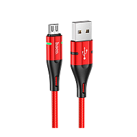 Кабель HOCO U93 USB (m)-microUSB (m) 1.2м 2.4A нейлон красный (1/22/220)