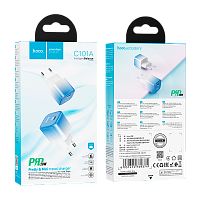 Сетевое З/У HOCO C101A Type-C 20W голубой (1/11/110)