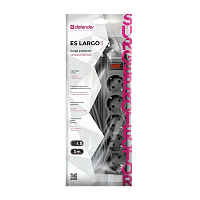 Сетевой фильтр Defender ES largo 3 5р.С/З 10A 3.0м 125 Дж черный (1/30)