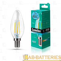 Лампа светодиодная Camelion C35 E14 7W 4500К 172-265V свеча прозрачная