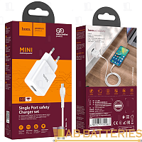Сетевое З/У HOCO N9 1USB 2.1A с кабелем microUSB белый (1/12/120) 