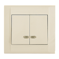 Выключатель Makel Defne 2-клав.10A пластик с подсветкой кремовый 42010023 (1/12)