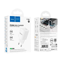Сетевое З/У HOCO C148A Type-C 3.0A 30W PD3.0 с кабелем Lightning белый (1/30/180)