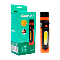 Фонарь ручной Camelion E1443 LED+COB от батареек 3хААA черный оранжевый (1/6/48)