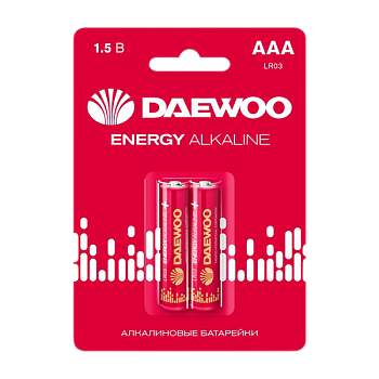 Батарейка Daewoo ENERGY LR03 AAA BL2 Alkaline 1.5V (2/20/480)
