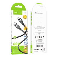 Кабель HOCO X109 Type-C (m)-Type-C (m) 1м 3.0A 60W силикон черный (1/31/310)