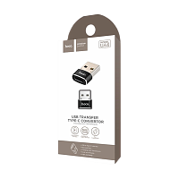 Переходник HOCO UA6 USB (m)-Type-C (f) пластик черный (1/40/400)