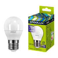 Лампа светодиодная Ergolux G45 E27 7W 3000К 172-265V шар (1/10/100)