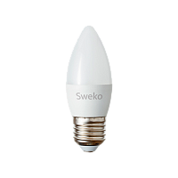 Лампа светодиодная Sweko C35 E27 7W 6500К 230V свеча (1/5/100)