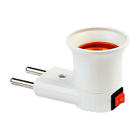 Переходник Smartbuy вилка-Е27 с выключателем белый