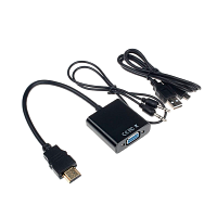 Переходник ENERGY POWER HDMI (m)-VGA (f) пластик с кабелем AUX и кабелем питания (1/250)