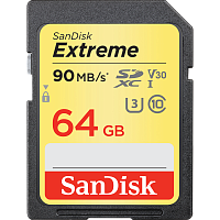 Карта памяти SD SanDisk EXTREME 64GB Class10 UHS-I (U3) 90 МБ/сек V30