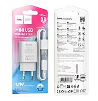 Сетевое З/У HOCO C134A 1USB 2.4A 12W с кабелем Type-C белый (1/28/168)