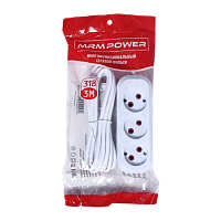 Удлинитель MRM-Power M-318 3р.Б/З 10A 3.0м белый (1/48)