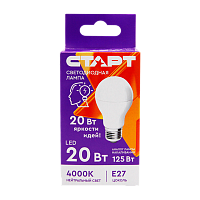 Лампа светодиодная Старт GLS E27 20W 4000К 220V груша ПРОМО матовая (1/10/100)