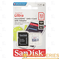 Карта памяти microSD SanDisk Ultra Light 32GB Class10 UHS-I (U1) 100 МБ/сек с адаптером (1/100)