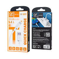 Кабель GFPower X12T USB (m)-Type-C (m) 1.0м 5.4A ПВХ белый (1/120/480)