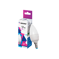 Лампа светодиодная Космос CN E14 12W 6500К 174-265V свеча матовая (1/10/80)