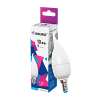 Лампа светодиодная Космос CW E14 10.5W 6500К 174-265V свеча на ветру матовая (1/10/80)